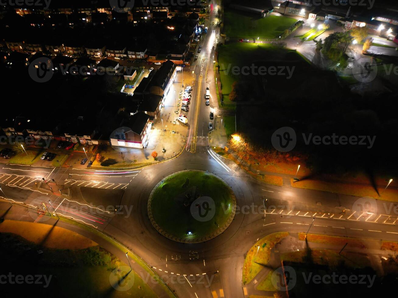 Aerial View of Illuminated Central Luton City of England UK During Night. November 27th, 2023 photo