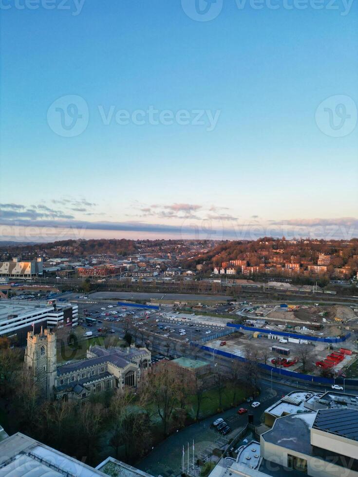 High Angle View of Buildings at City Centre and Downtown of Luton, England United Kingdom. Dec 1st, 2023 photo