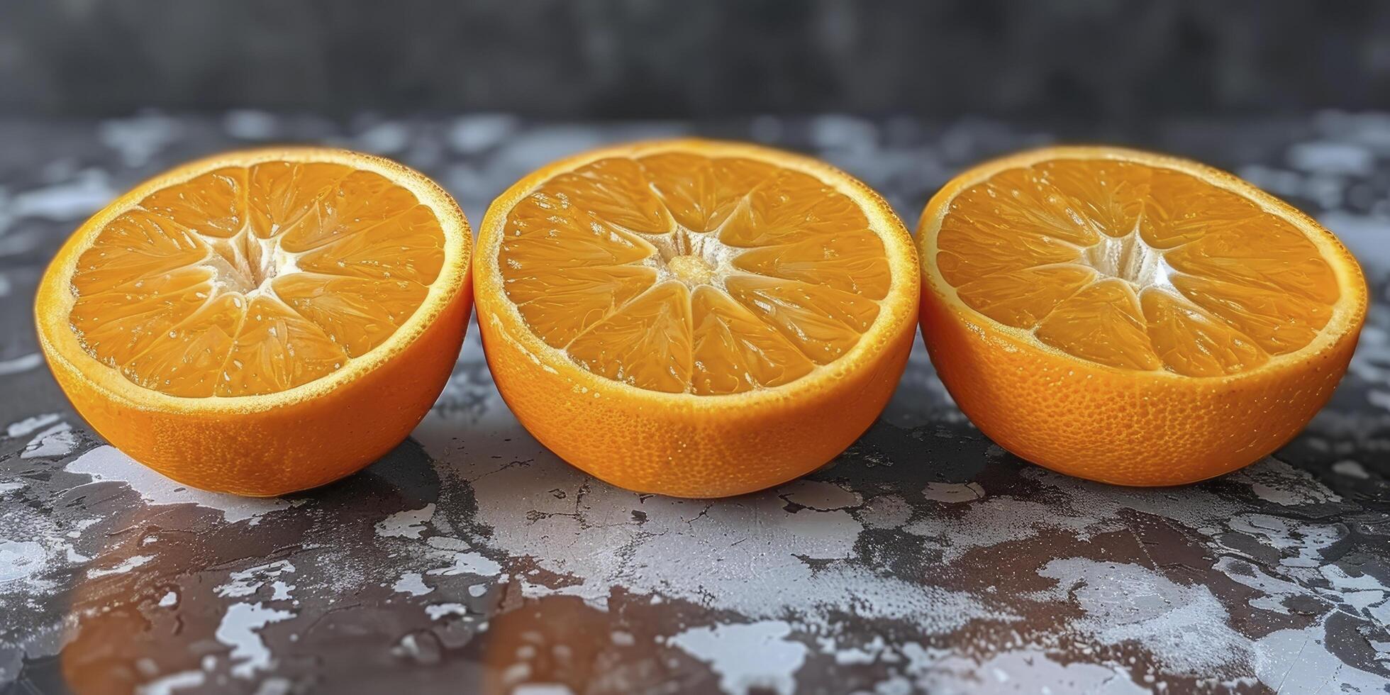 ai generado irascible elegancia, marco hecho de naranja rebanadas foto