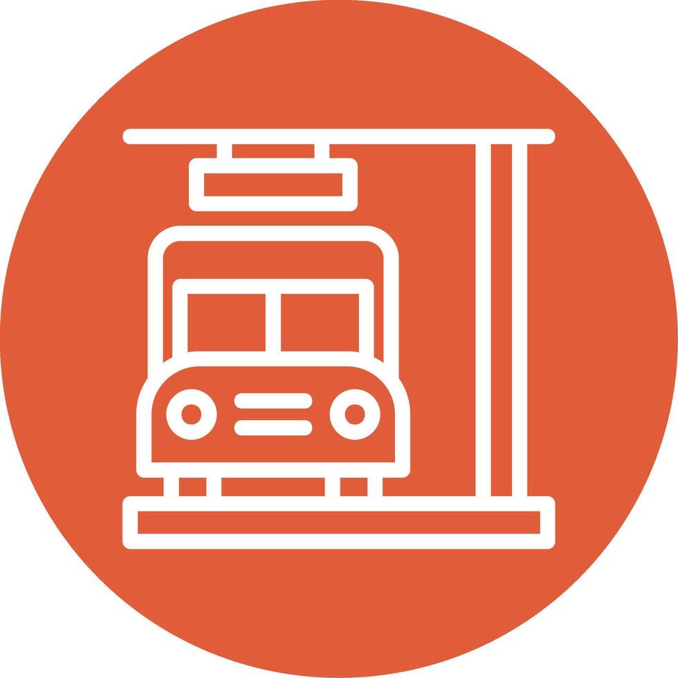 Bus Stop Outline Circle Icon vector