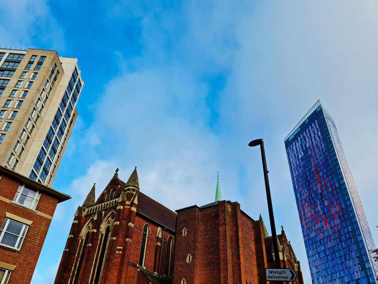 Most Beautiful Low Angle View of Central West Croydon London City of England UK During Cloudy and Rainy Day. November 20th, 2023 photo