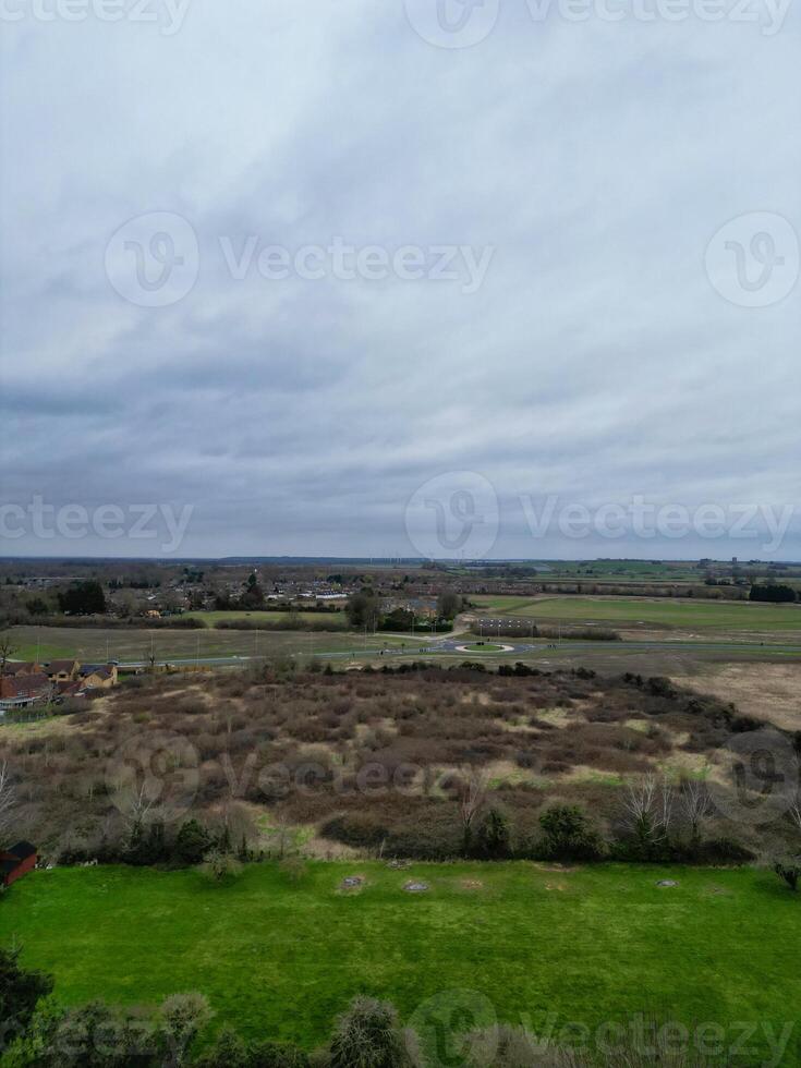 High Angle View of Arlesey Town of England UK. The Footage Was Captured During Cloudy and Rainy Day of Feb 28th, 2024 photo