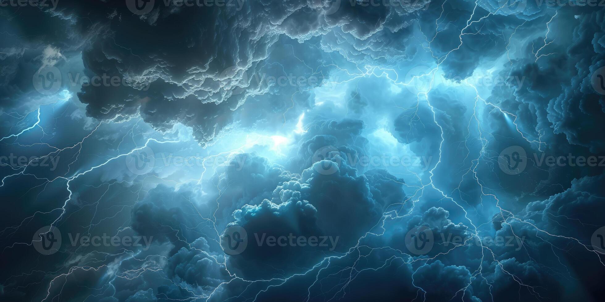AI generated background with stormy clouds and thunder lightning photo
