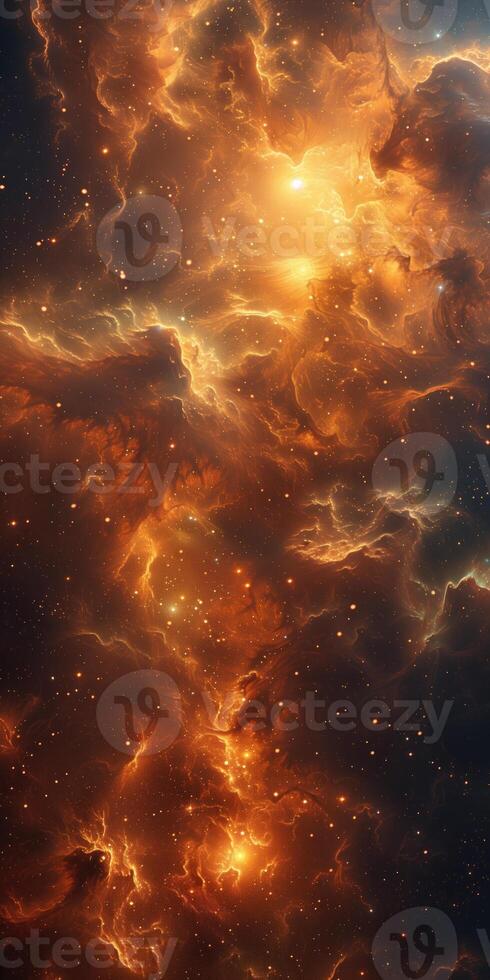 AI generated vertical abstract stellar background, space with stars and colored nebulae photo