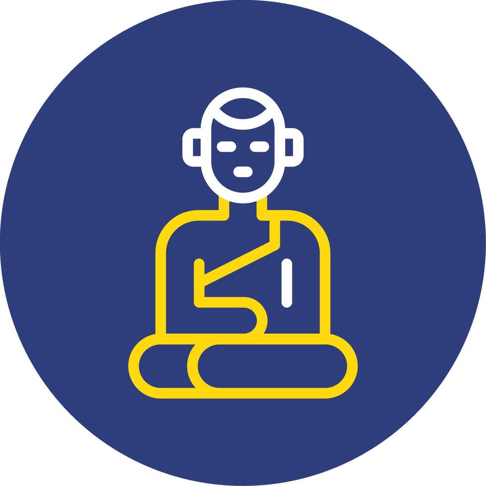 Buddha Statue Dual Line Circle Icon vector