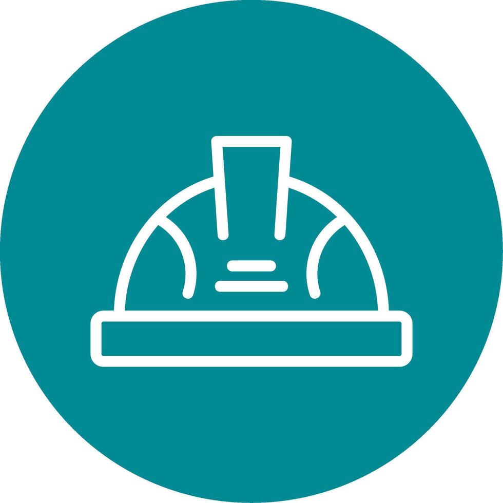 Hard Hat Outline Circle Icon vector