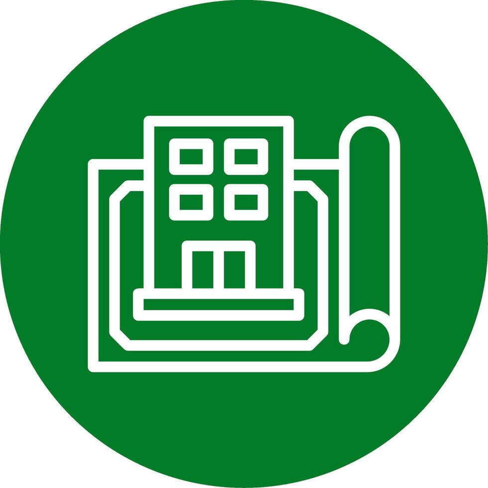 Industry Blueprint Outline Circle Icon vector