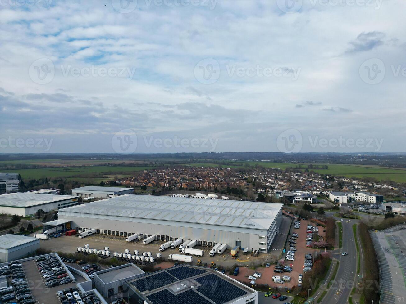 High Angle View of Central Hatfield City Hertfordshire of England, Great Britain. March 9th, 2024 photo