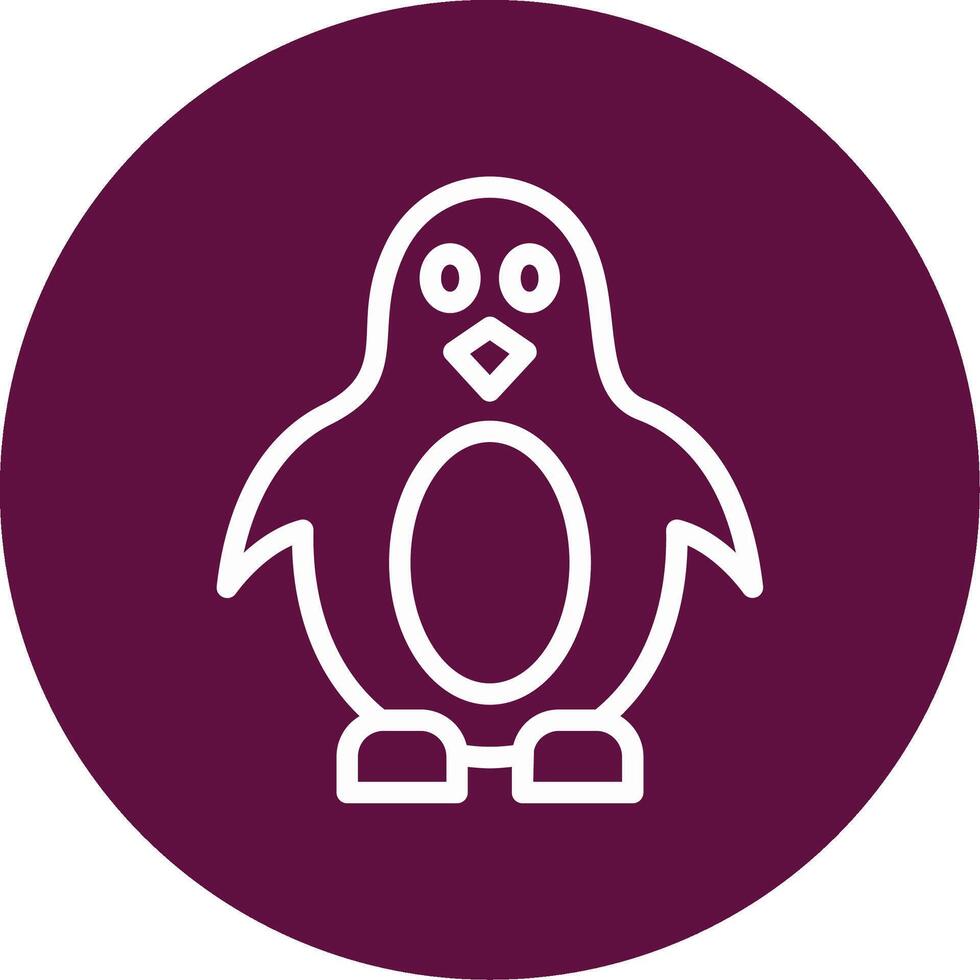 Penguin Outline Circle Icon vector