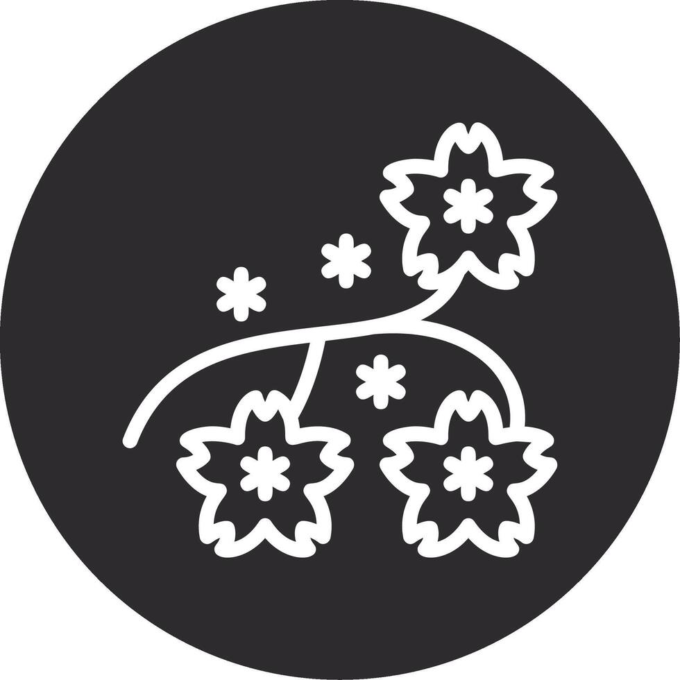 Cherry Blossom Branch Inverted Icon vector