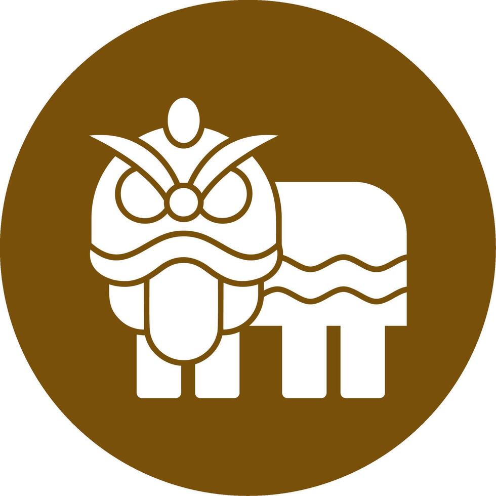 Lion Dance Glyph Circle Icon vector
