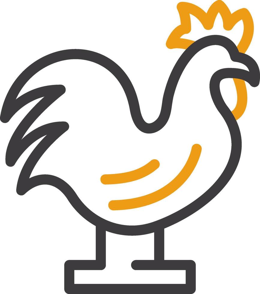 Rooster Figurine Two Color Icon vector