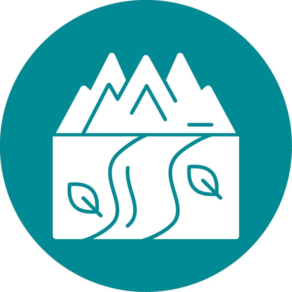 River Glyph Circle Icon vector