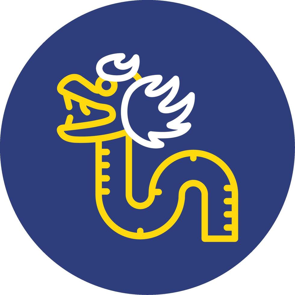 Dragon Dance Dual Line Circle Icon vector