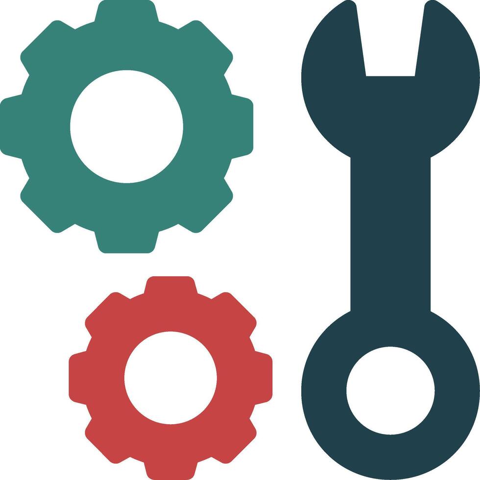 mantenimiento llave inglesa glifo multi color icono vector