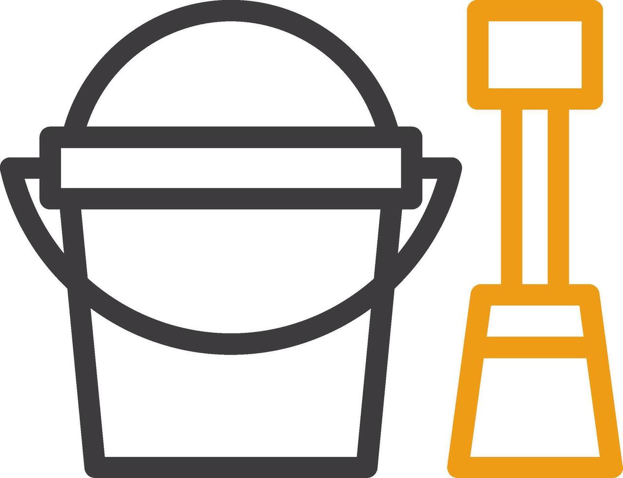 Shovel and Pail Two Color Icon vector