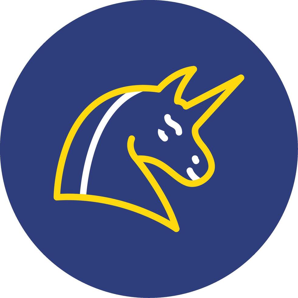 Unicorn Dual Line Circle Icon vector