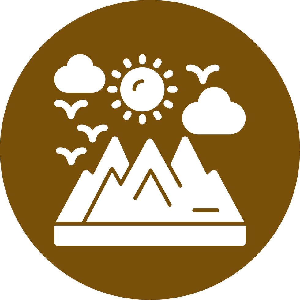 Mountain Glyph Circle Icon vector