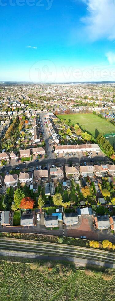 Aerial Vertical Panoramic View of Luton and Dunstable Town of England UK. November 13th, 2023 photo