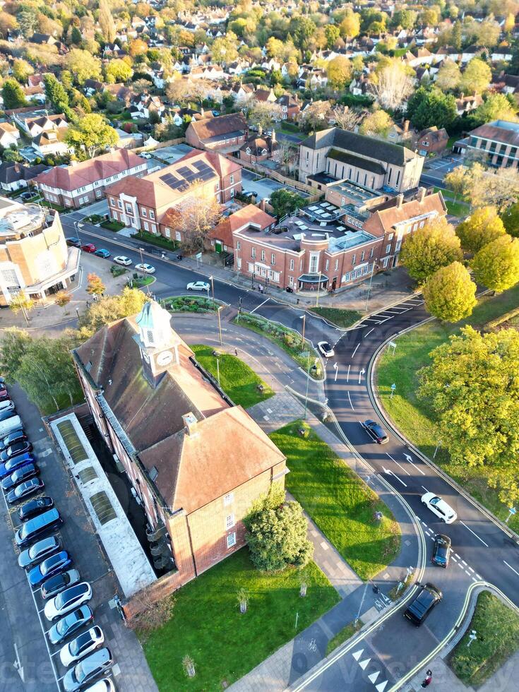 Aerial View of Central Letchworth Garden City of England United Kingdom. November 11th, 2023 photo