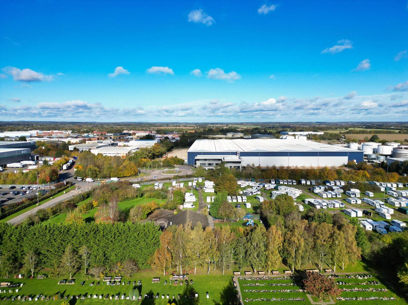 High Angle View of Industrial Estate Warehouse at Hemel Hempstead City of England UK. November 5th, 2023 photo