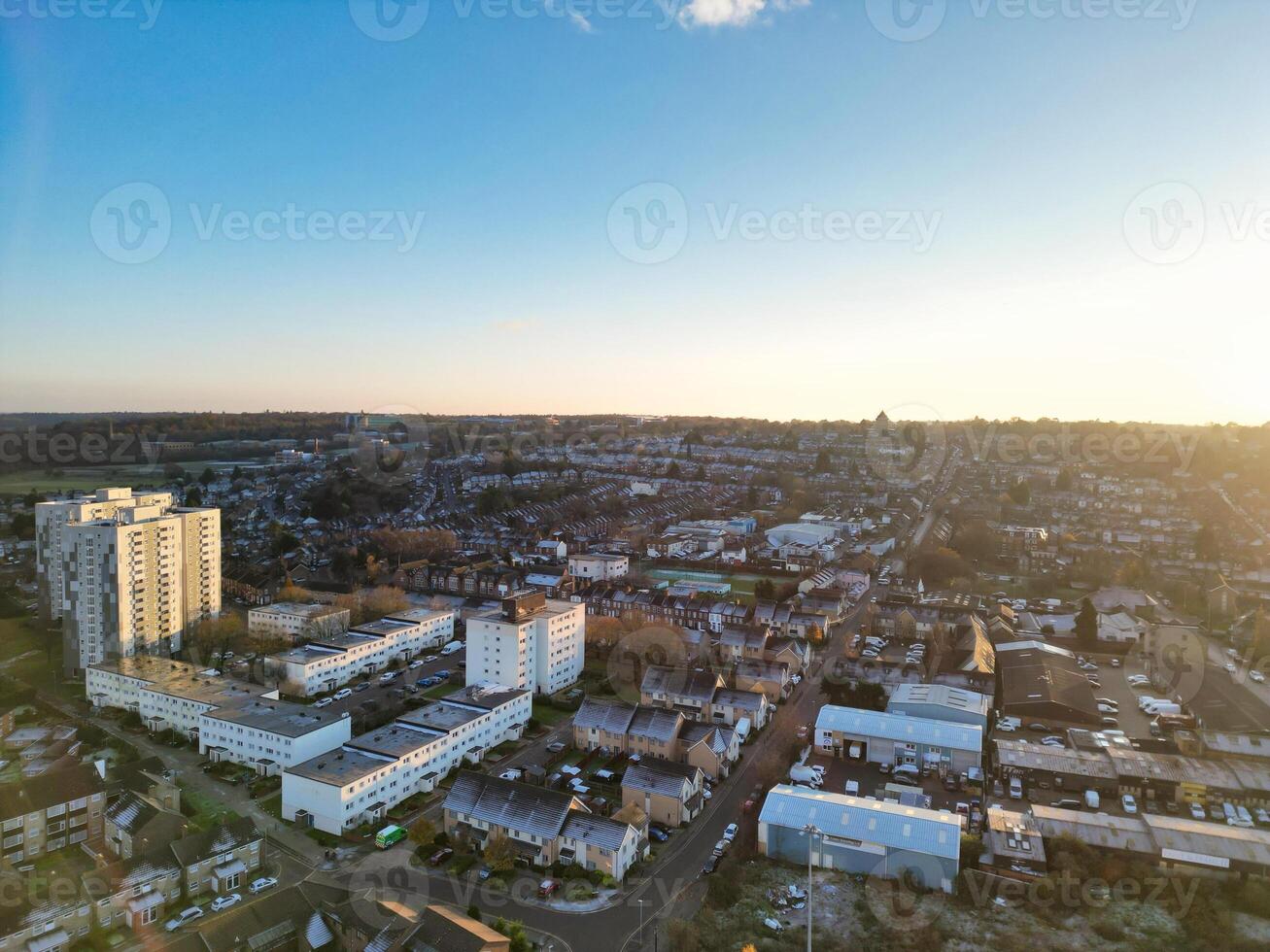 High Angle View of Buildings at City Centre and Downtown of Luton, England United Kingdom. Dec 1st, 2023 photo
