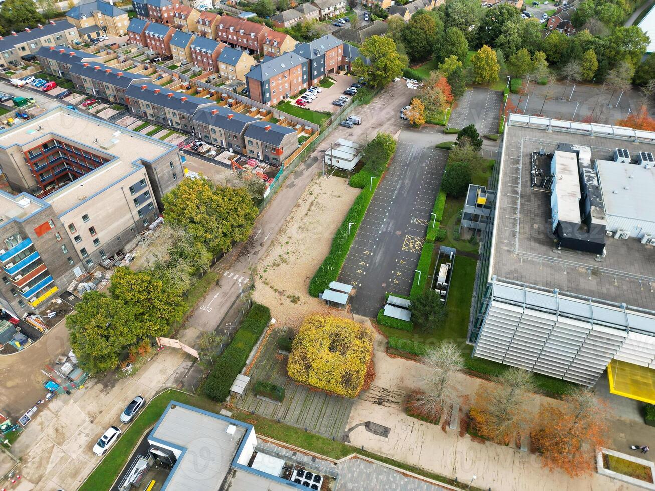 Aerial View of Residential District and Real Estate Homes at Hemel Hempstead City of England UK. November 5th, 2023 photo