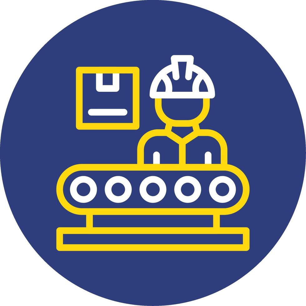 Production Line Worker Dual Line Circle Icon vector