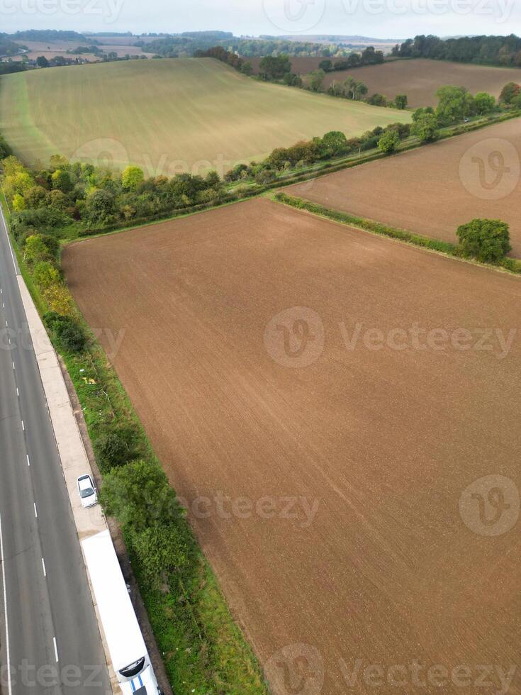 High Angle View of British Countryside Landscape at Hitchin City of England UK photo