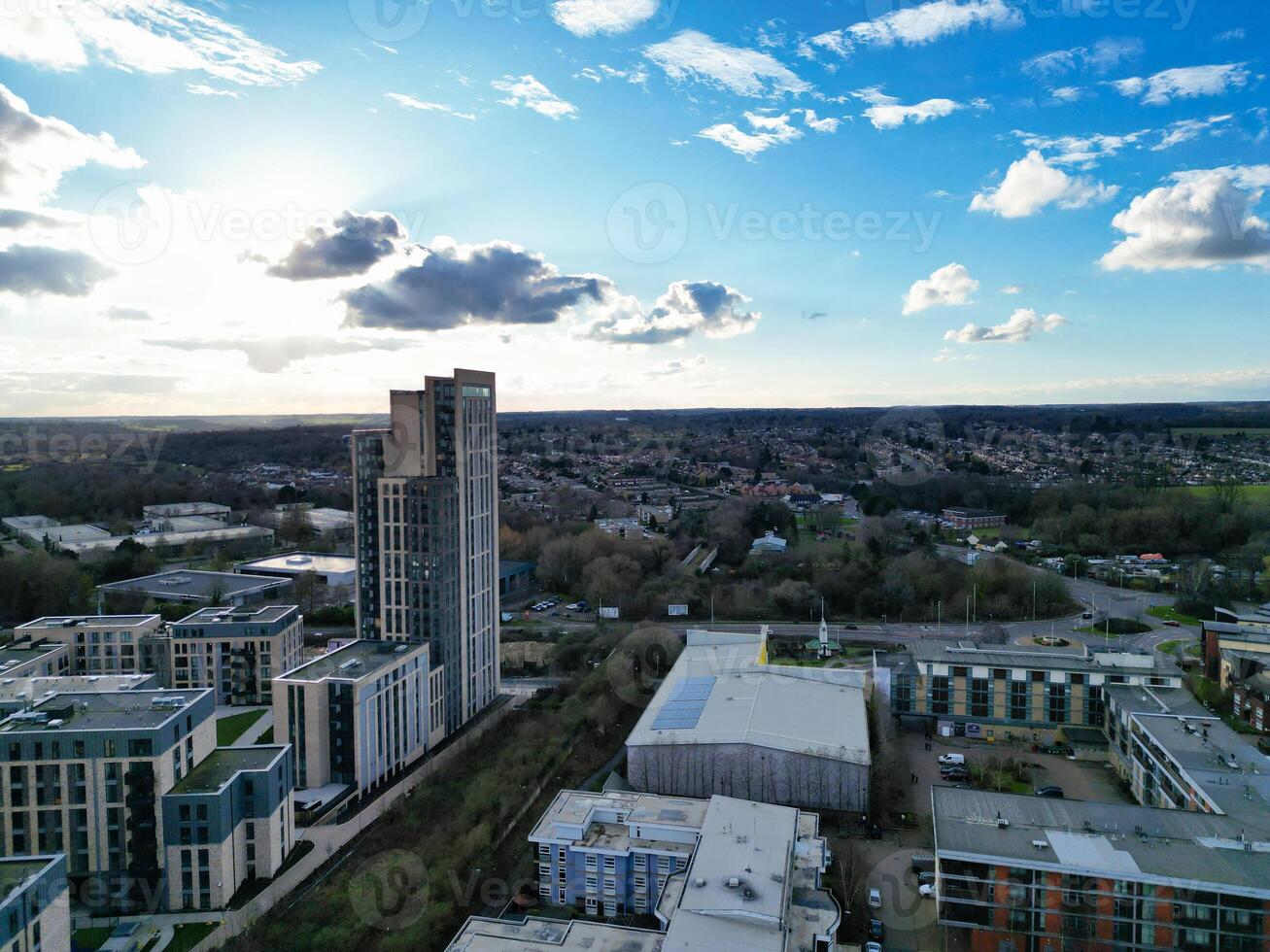 High Angle View of Watford City of England Great Britain. March 3rd, 2024 photo