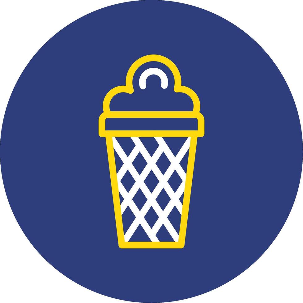 Ice Cream Cone Dual Line Circle Icon vector