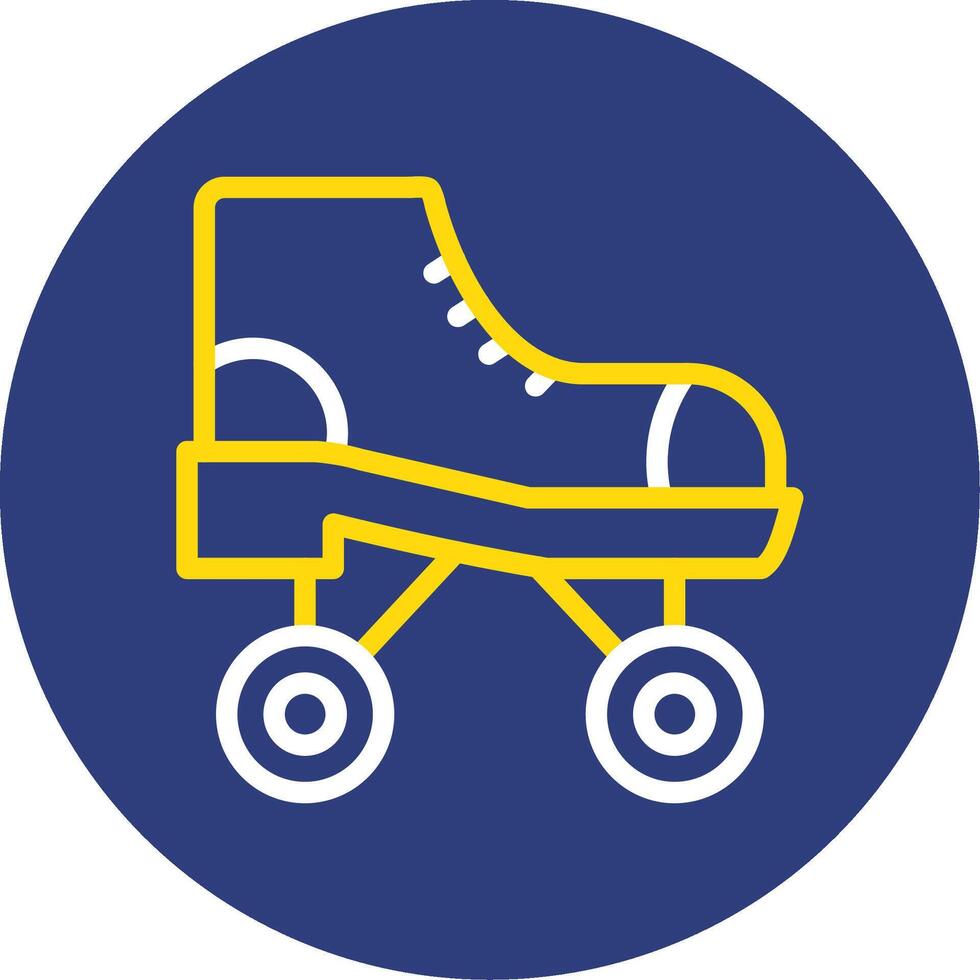 Roller Skate Dual Line Circle Icon vector