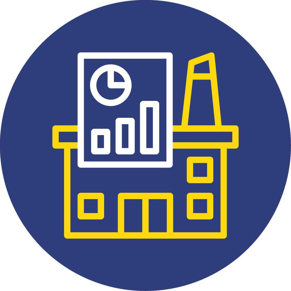 Industry Growth Chart Dual Line Circle Icon vector