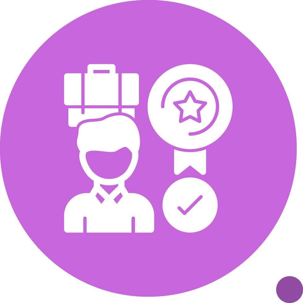 trabajo satisfacción glifo sombra icono vector