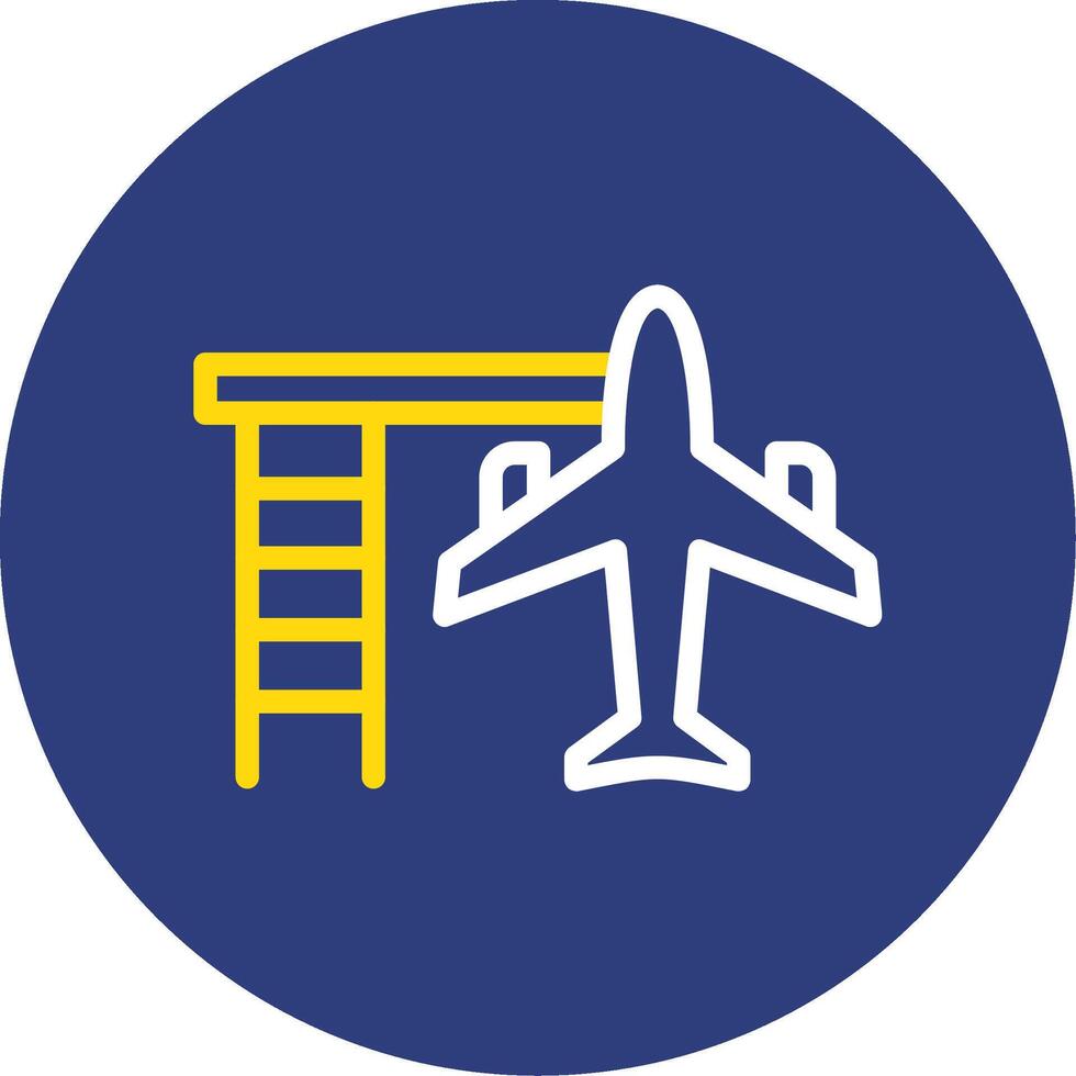 Airplane Dual Line Circle Icon vector