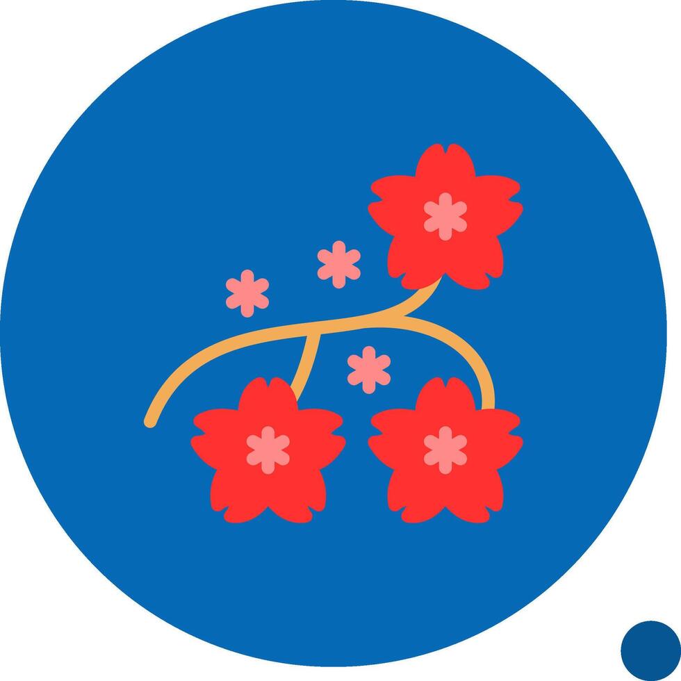 Cherry Blossom Branch Flat Shadow Icon vector