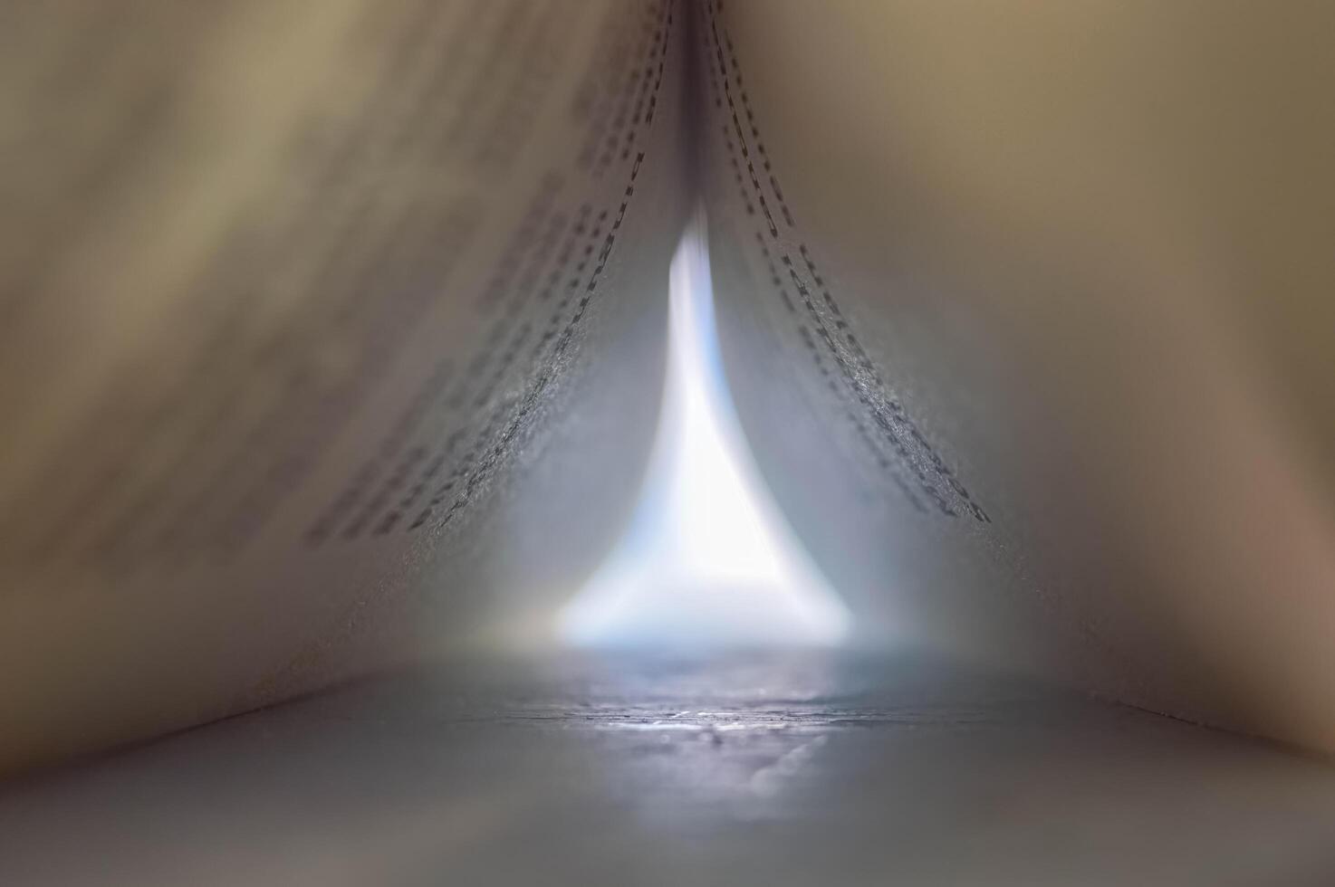 macro perspective point of view of the inside of an opened book photo