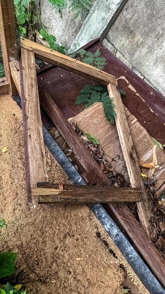 A window frame that was neglected until it was eaten by termites photo