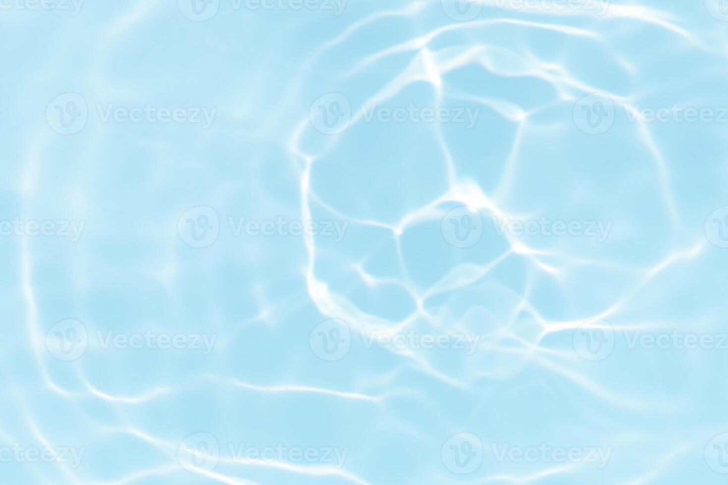 Bluewater waves on the surface ripples blurred. Defocus blurred transparent blue colored clear calm water surface texture with splash and bubbles. Water waves with shining pattern texture background. photo