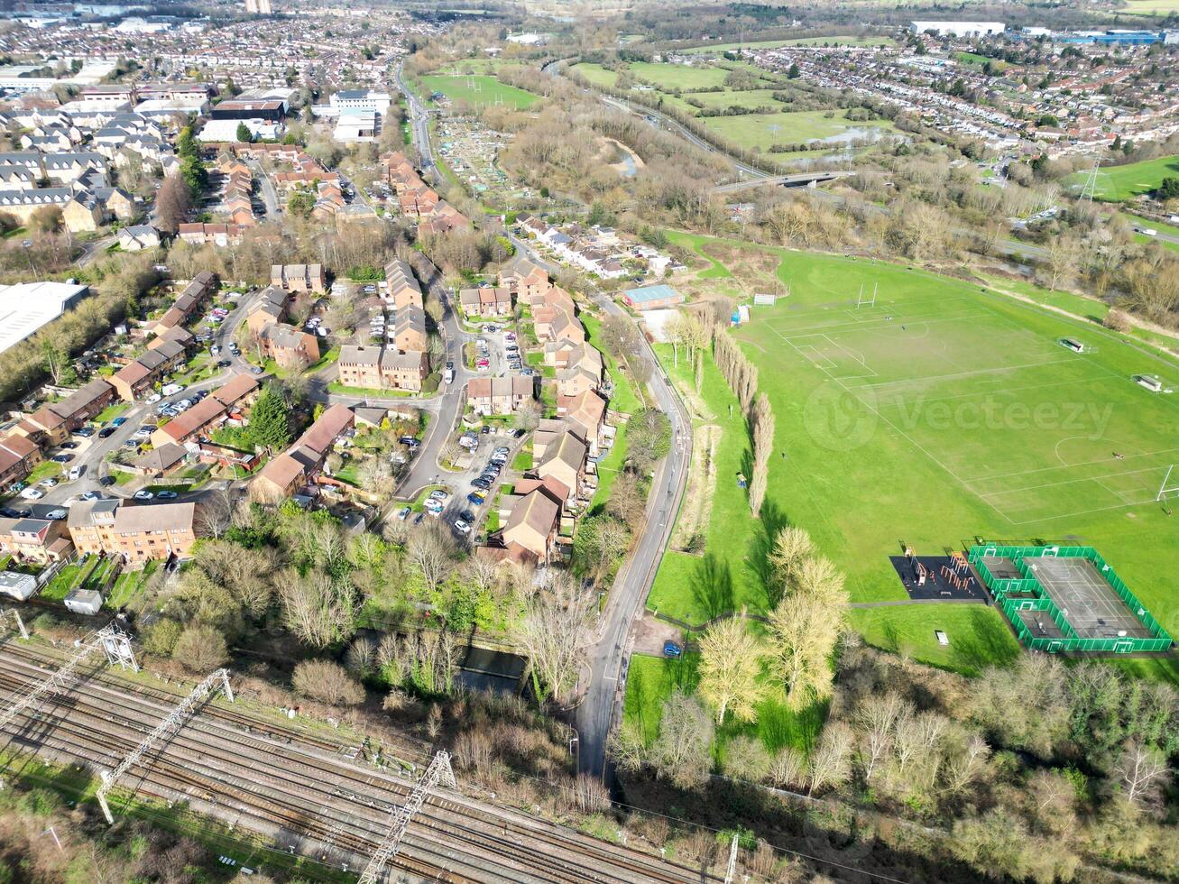 Aerial View of Central Watford City of England United Kingdom. March 3rd, 2024 photo