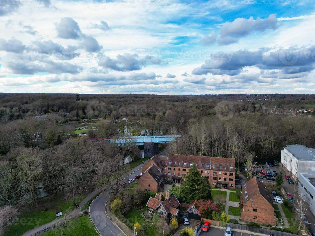 Aerial View of Central Watford City of England United Kingdom. March 3rd, 2024 photo