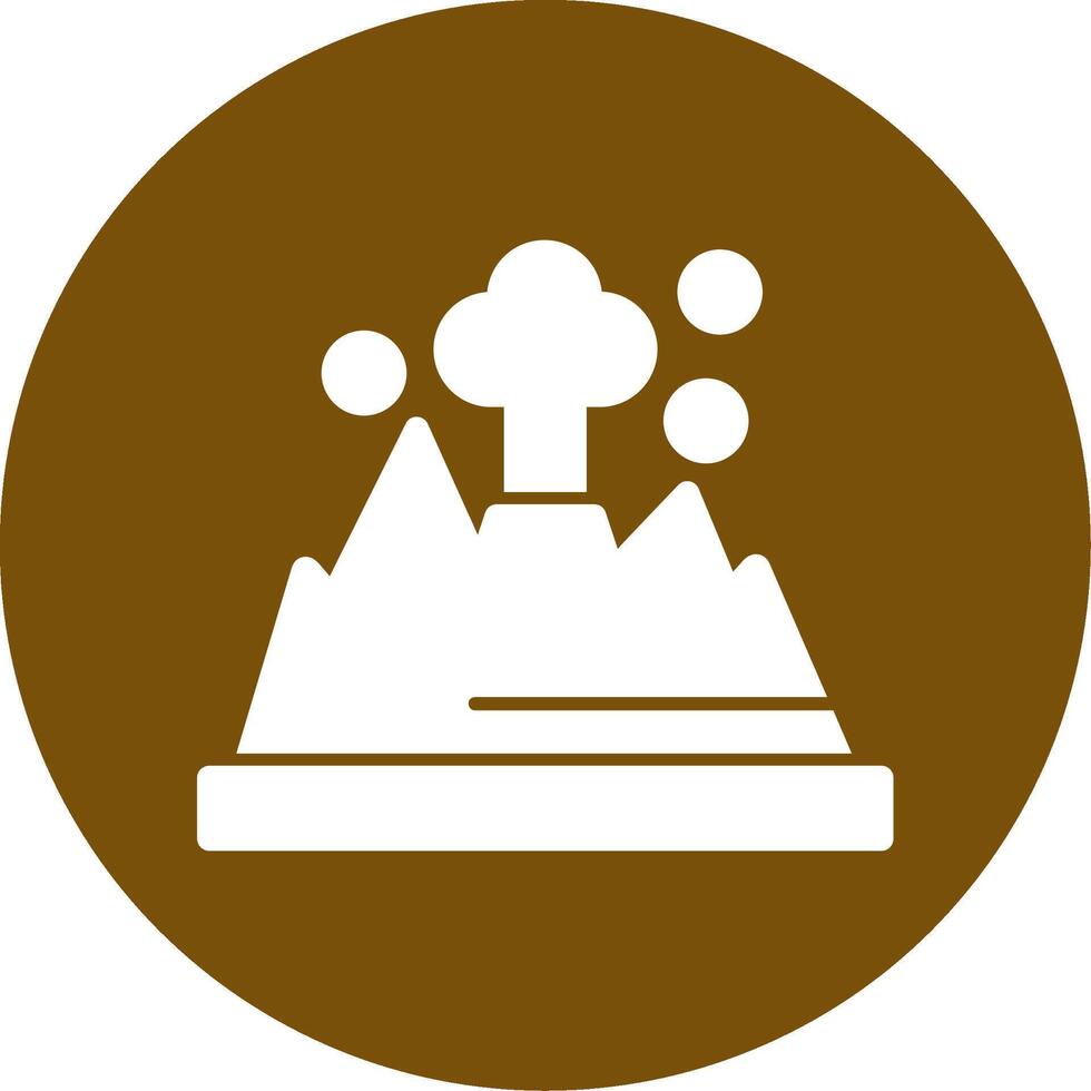 Volcano Glyph Circle Icon vector