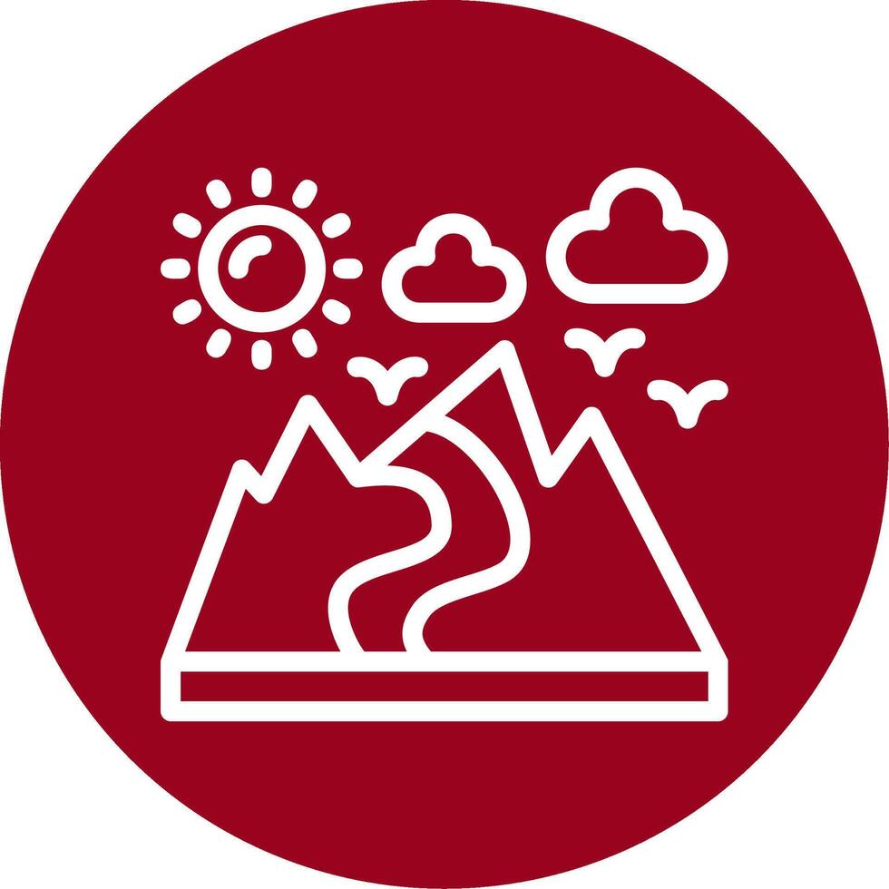 Valley Outline Circle Icon vector