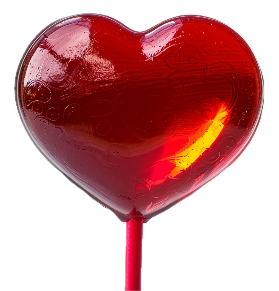 AI generated Close-up Red Heart Lollipop png