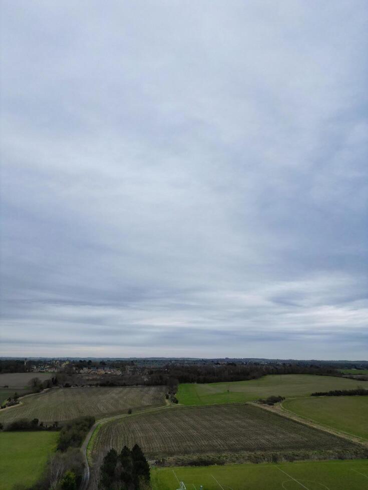High Angle View of Arlesey Town of England UK. The Footage Was Captured During Cloudy and Rainy Day of Feb 28th, 2024 photo