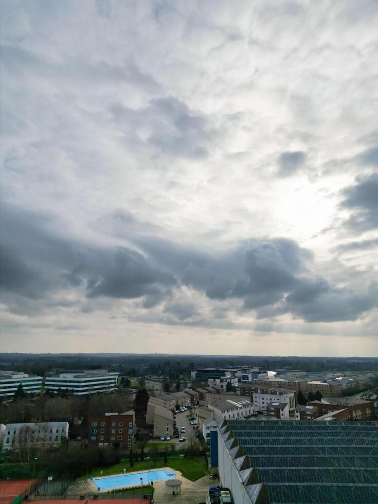 High Angle View of Central Hatfield City Hertfordshire of England, Great Britain. March 9th, 2024 photo