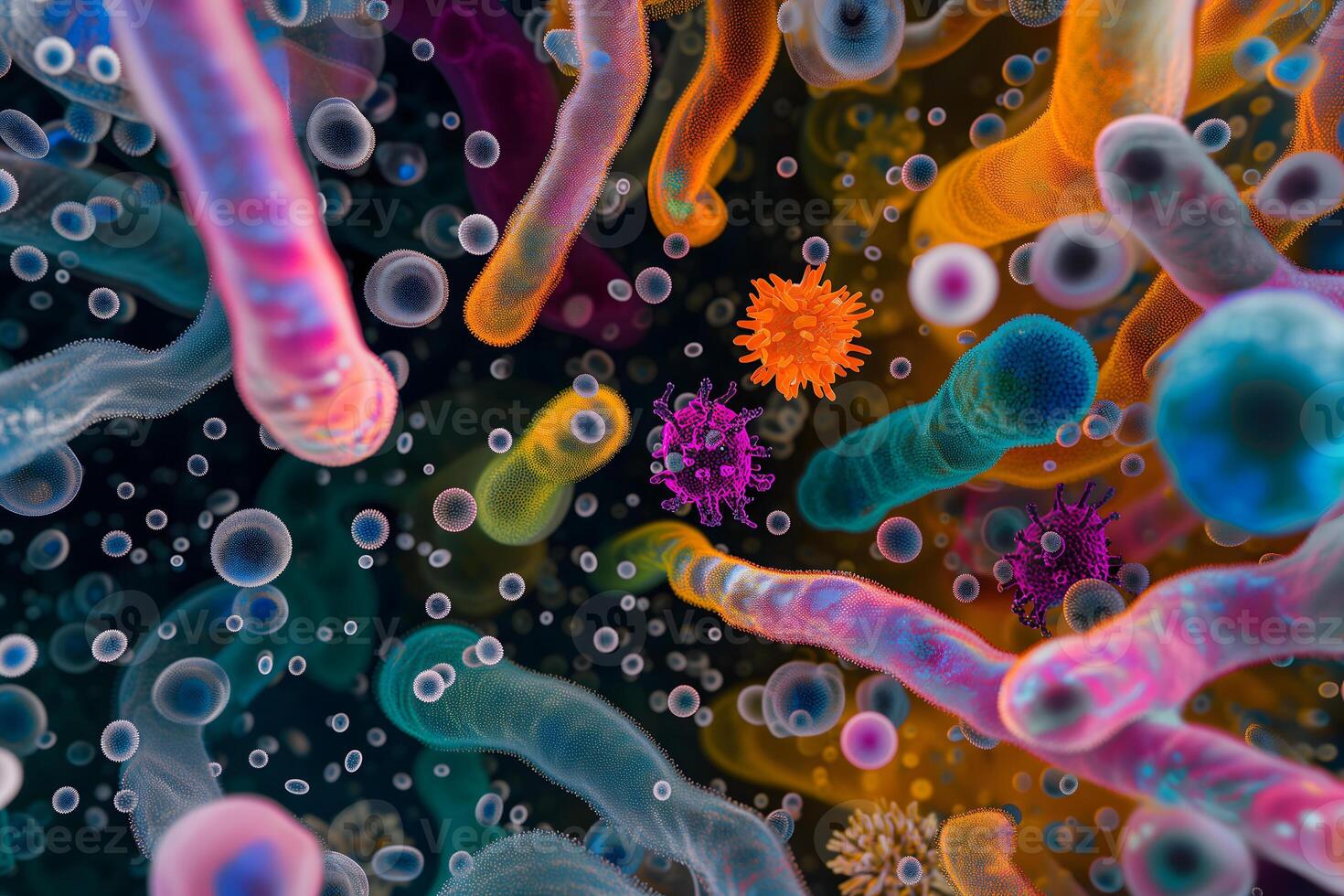 AI generated Diverse colorful abstract microbiome photo