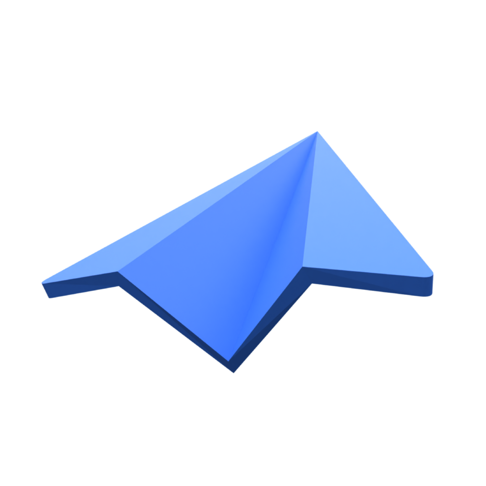 Unique Blue paper airplane 3D rendering icon illustration simple.Realistic vector illustration. png
