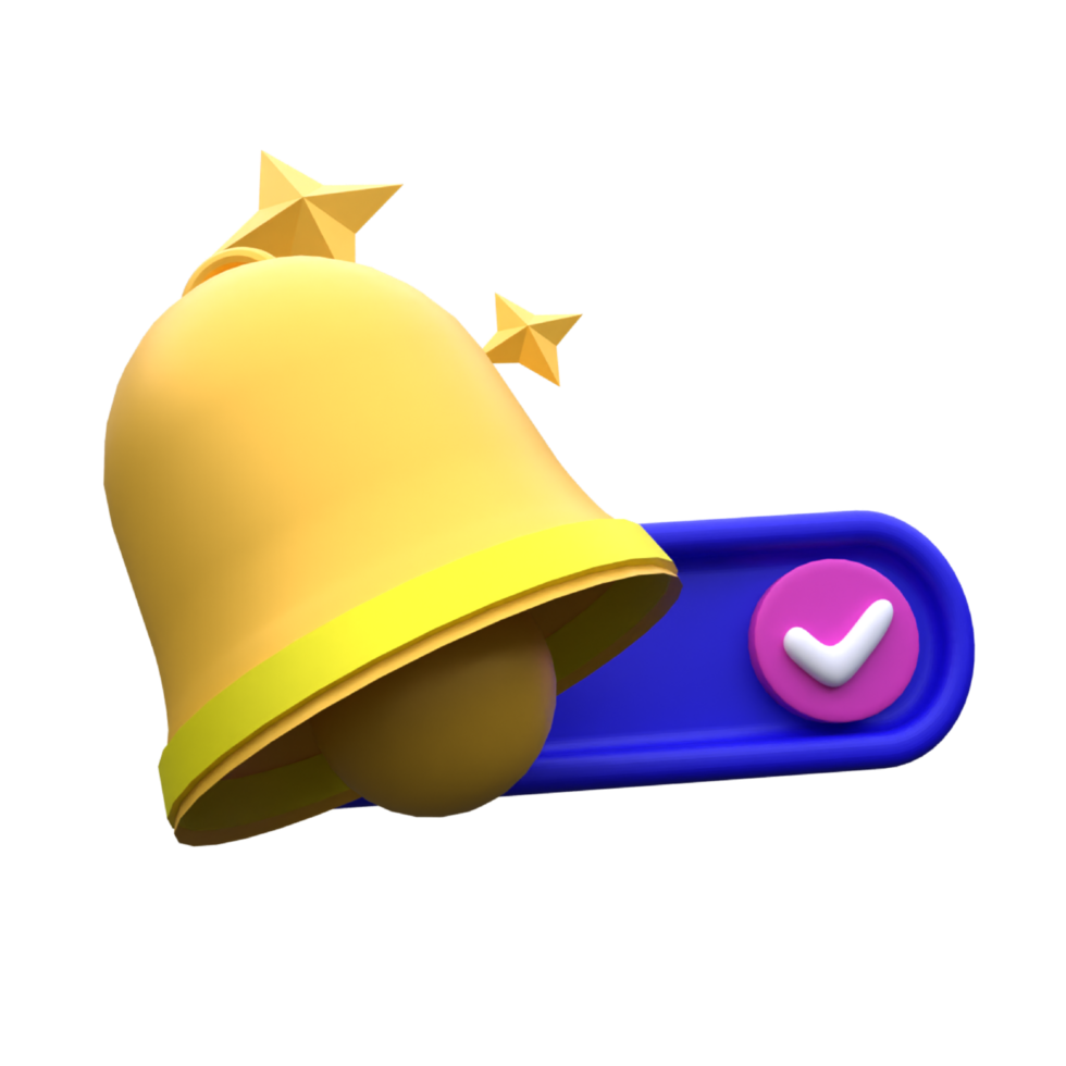 Unique Yellow bell activating button 3D rendering icon illustration simple.Realistic illustration. png