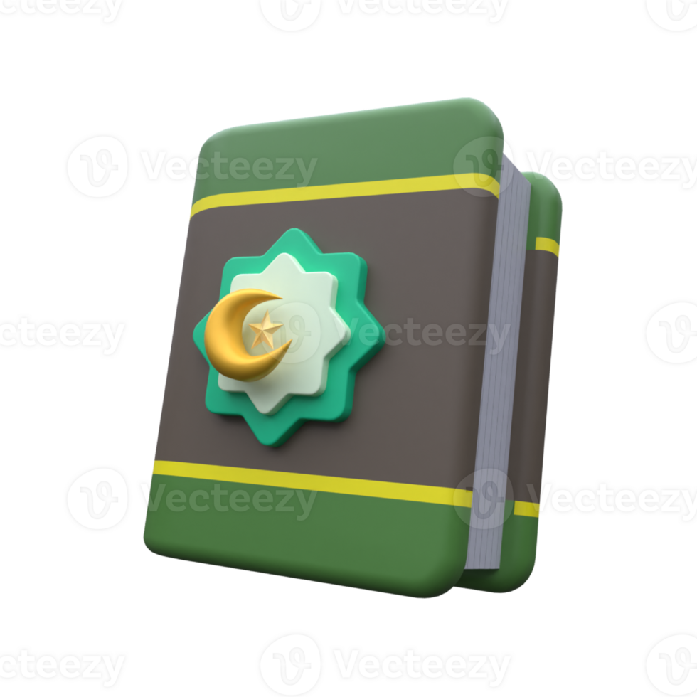 Unique al quran book 3D rendering icon illustration simple.Realistic illustration. png